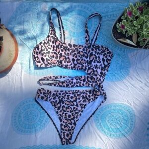 Sexy Leopard Print Cut-out Swim